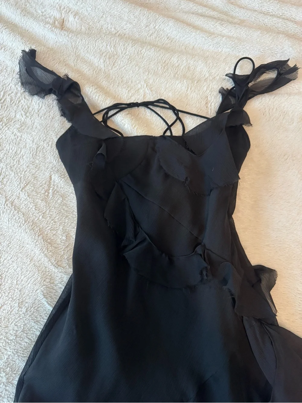 ASOS Black Ruffle Mini Dress - Picture 7 of 7